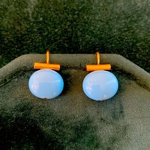 Turquoise bead and gold drop earrings